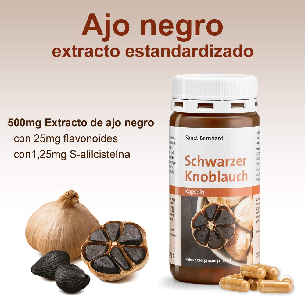 Ajo negro Cápsulas 500mg | 3x 120 Cápsulas de Ajo fermentado natural | Producto estandardizado | Un bote alcanza para 4 meses
