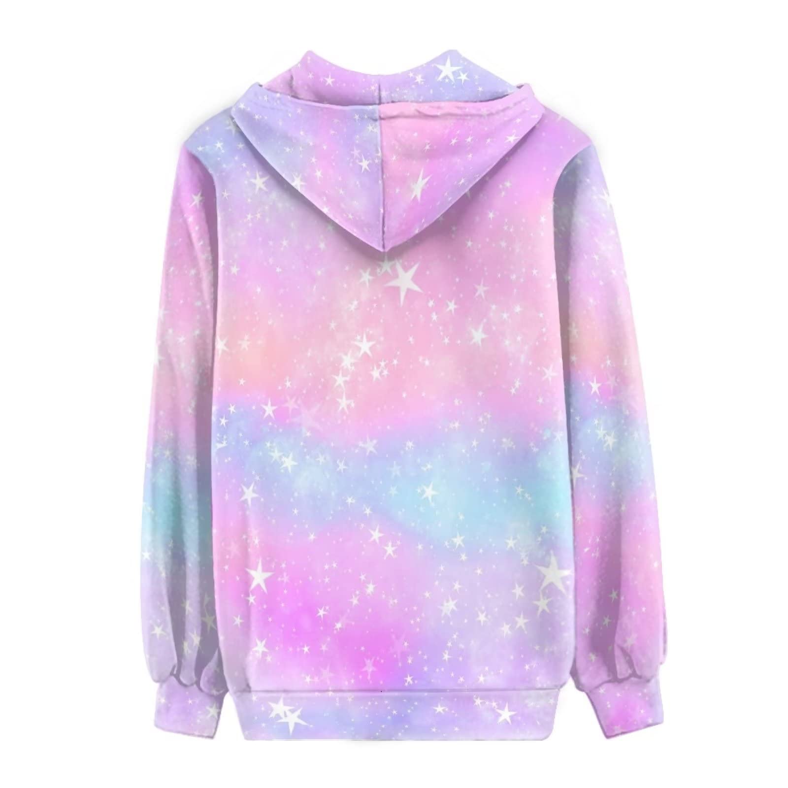 HUIACONG Damska bluza z kapturem zapinana na zamek błyskawiczny dla nastolatek sweter XS-5XL rozmiar, Różowa gwiazda, 3XL