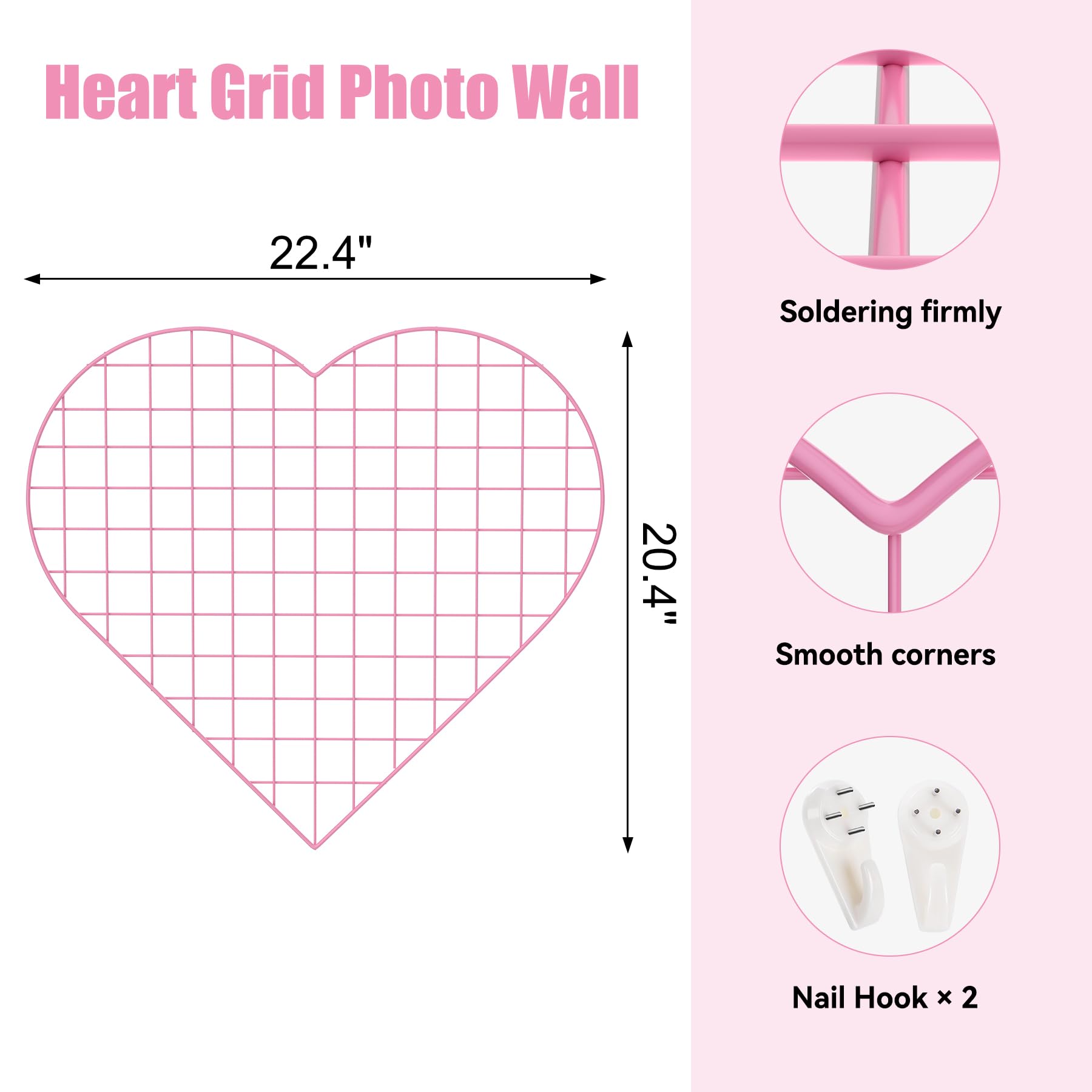 Panneaux Muraux En Forme De Cœur En Fer - 56,9 X 51,8 Cm - Cadre Photo