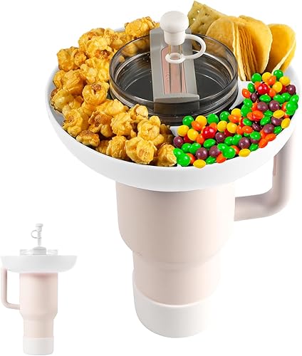 Tazón de aperitivos para vaso Stanley de 40 onzas, anillo de almacenamiento de aperitivos reutilizable, bandeja de dulces, caja con 3 compartimentos