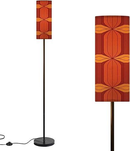 Modern Floor Lamps for Living Room 70s Retro Vintage Mid Century Modern Seamless Standing Lamps with Linen Lampshade Tall Lamp Metal Pole Lamp for