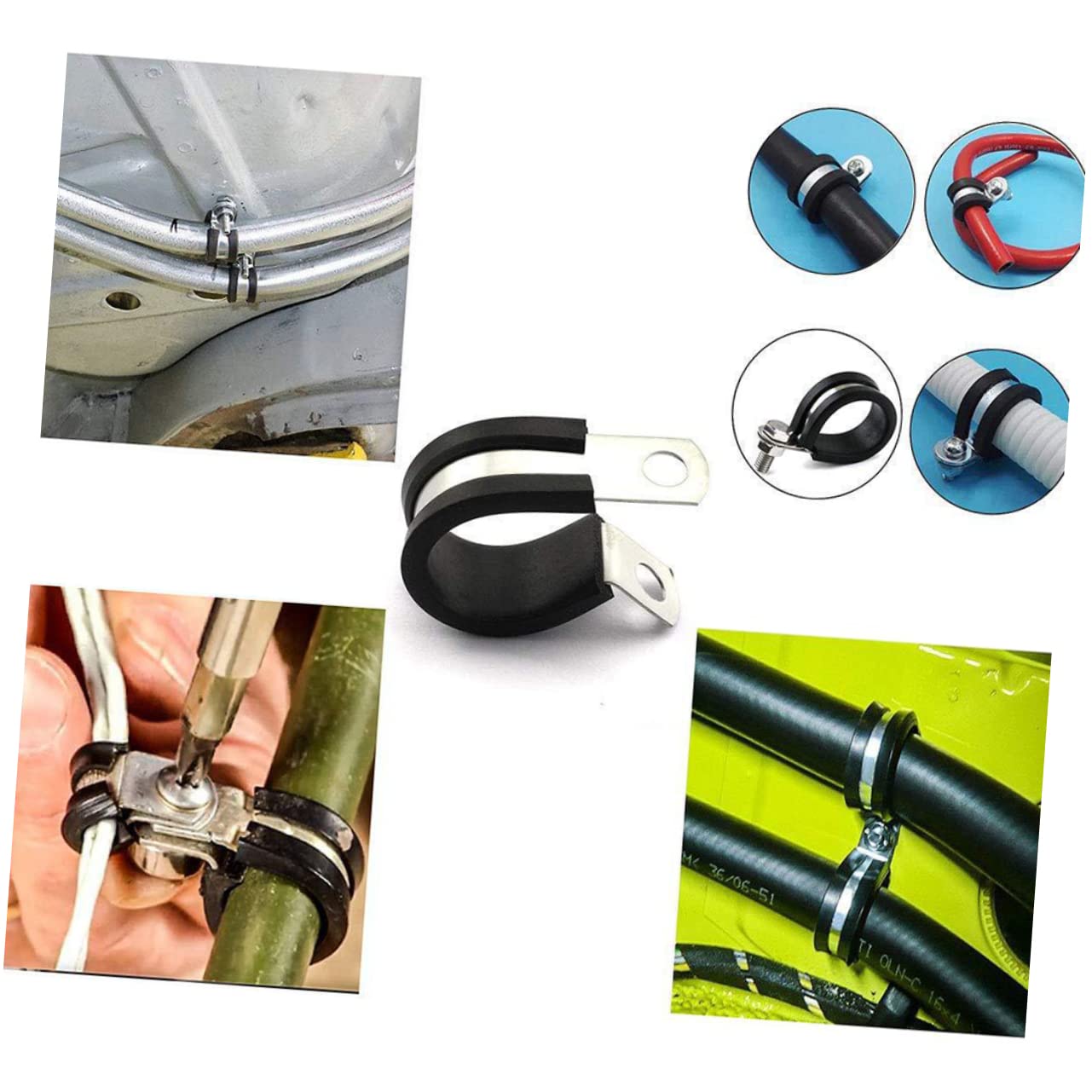 UKCOCO 45pièces Collier De Serrage Forme De r Pour Tuyaux Colliers De Serrage Pneumatiques Et Serre-câbles Caoutchouc Kit Assortiment