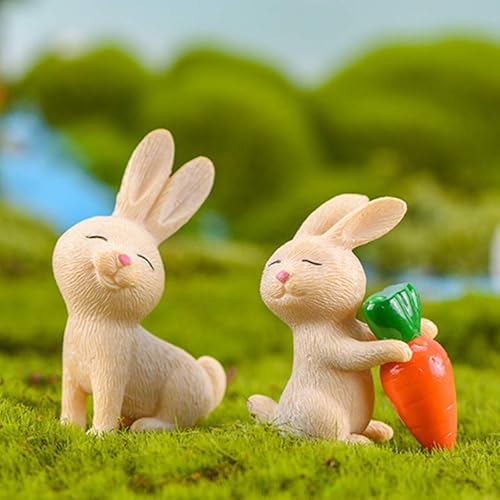 Miniatura 9 de Halloluck 7 figuras de conejo, mini figura de gato, decoración de escritorio, decoración de pastel, planta, decoración de automóvil, decoraciones en