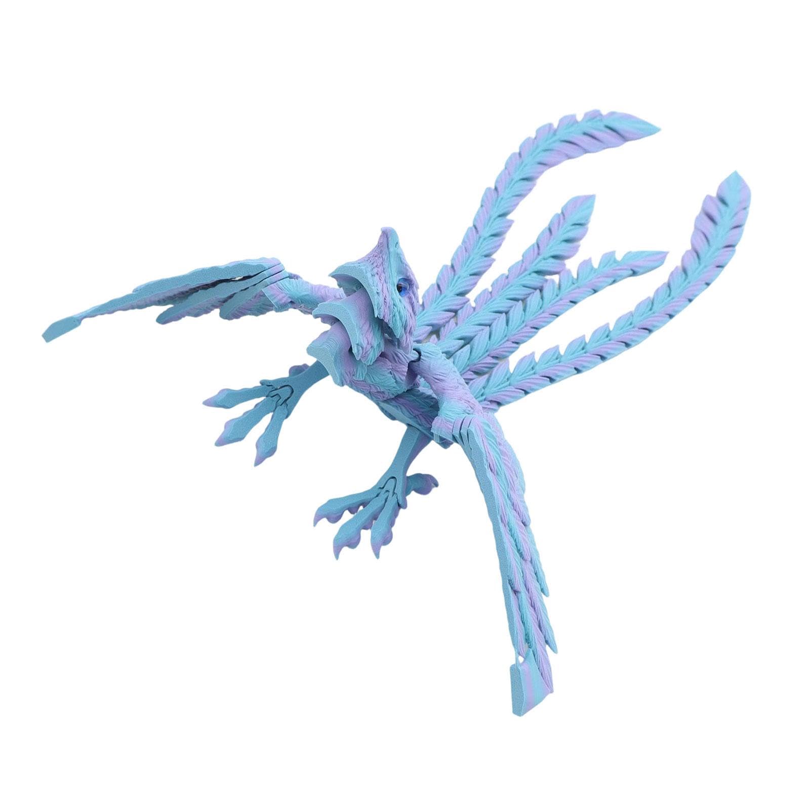 NVOQILIN Fantasy Bird Statue with Poseable Articulated Joints, 3D Printed Miniature Desktop Decoration Articulated Phoenixes Figurine
