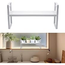 SnowTing Expandable Window Shelf for Plants, White Adjustable Window Sill Succulents Plants Organizer Retractable Narrow Storage Shelves for Kitchen, Bathroom, Balcony