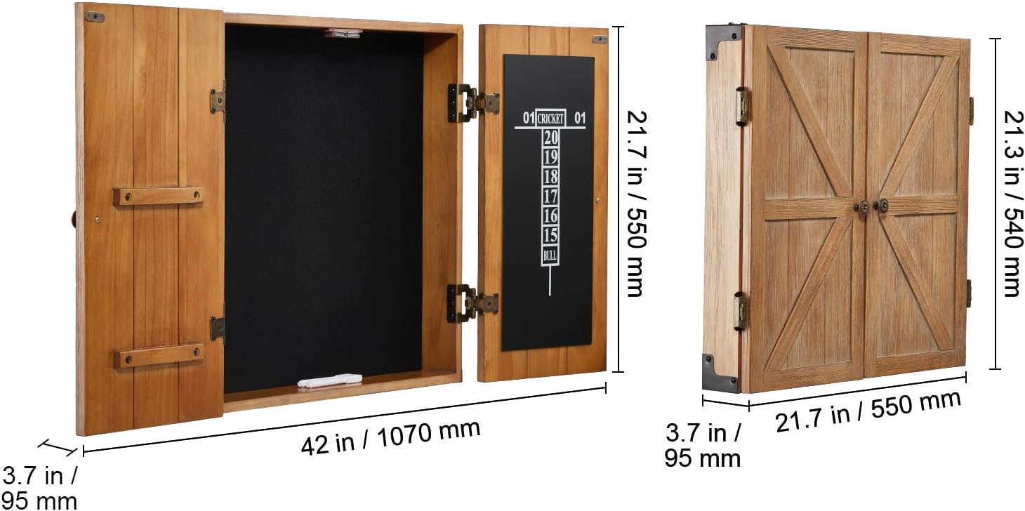 Happybuy Dartboard Cabinet, Solid Wood Dartboard Cabinet Set, Official Size Hideaway Cabinet with Socreboard and Accessories, Features Easy Assembly, Idea for Cricket Games (Dartboard Not Included)