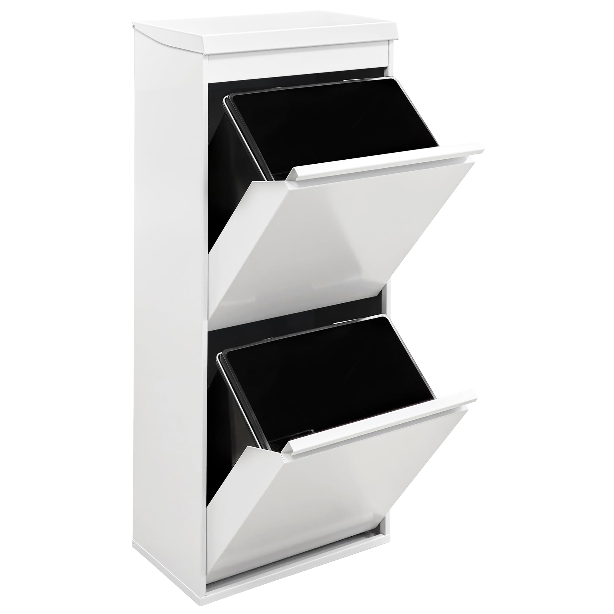 Arregui Top CR421-B2 Cubo de Basura y Reciclaje de 2 Compartimentos con Cajón Superior | 2x23 L (46 L) | con Cubetas grandes para Envases | Contenedores de Reciclaje de Cocina | blanco