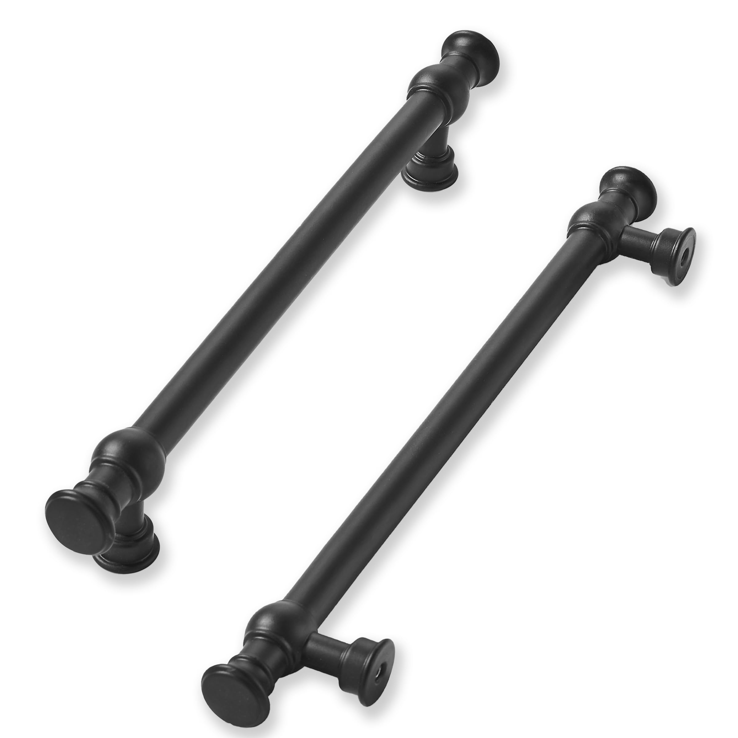 khtumeware 2 Pack 6inch(152mm) Hole Center Matte Black Cabinet Pulls Solid Heavy Duty Pull Cabinet Hardware Handle for Kitchens cabinets Dressers Pull for Bathroom