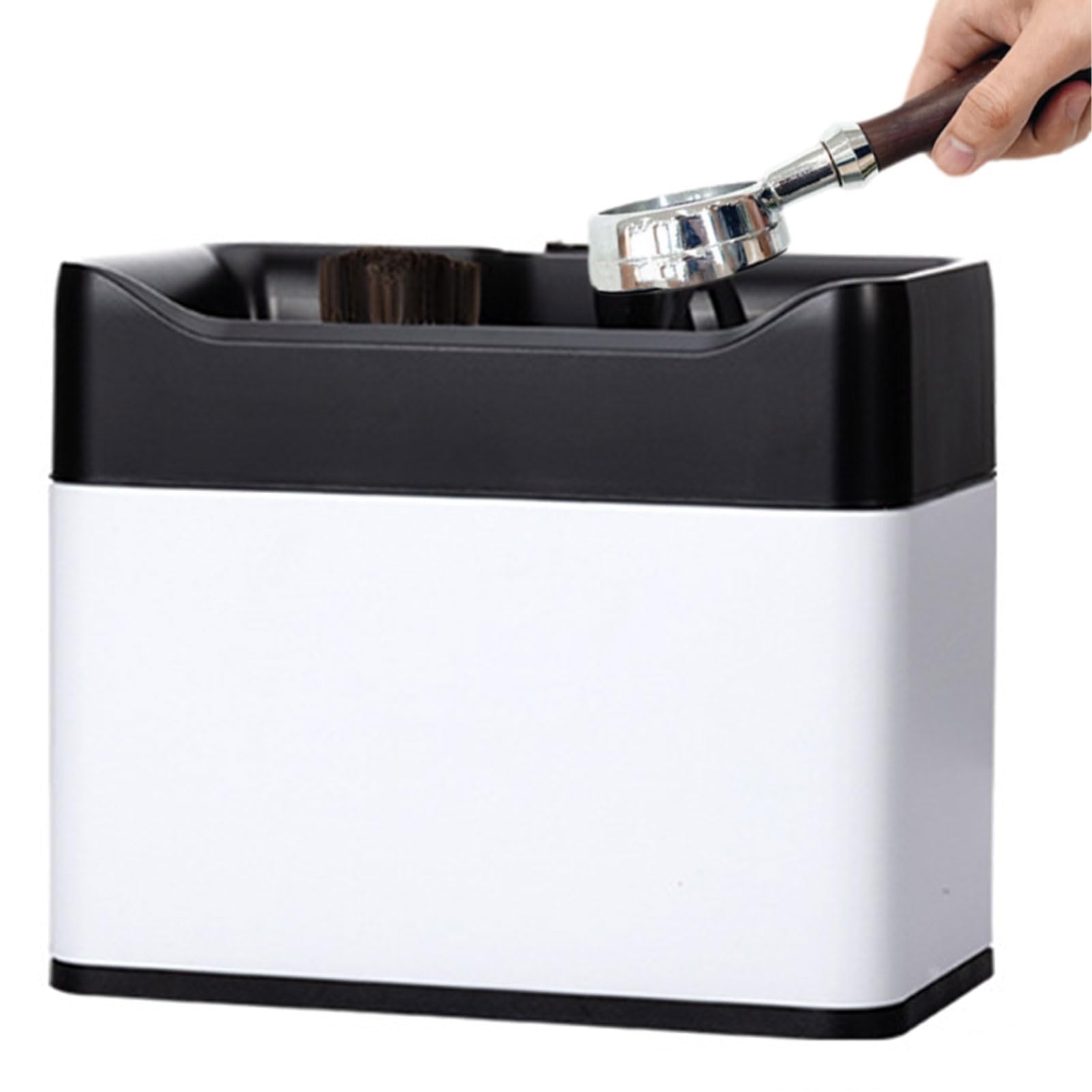 Elektryczny środek do czyszczenia portafiltra do kawy z 2 skrobaczkami i głowicami szczotek, do uchwytów 51 mm i 58 mm, szybkie i wydajne czyszczenie do użytku domowego kawiarni i restauracji, biały