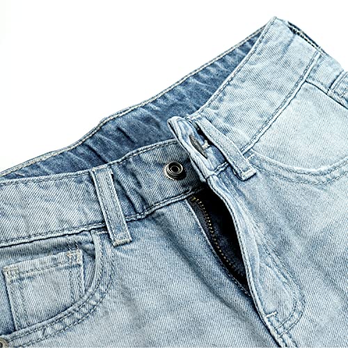 KIDSCOOL SPACE Boys Summer Denim Shorts, Ripped Soft Thin Elastic Band Inside Half Jean Pants4