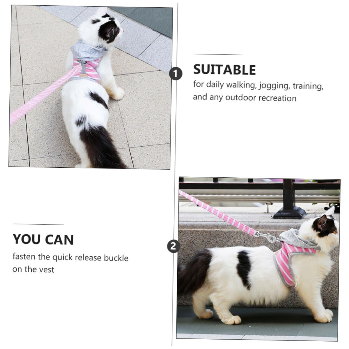 minkissy 2 Pezzi Gilet Anti-tiro Per Animali Domestici Per Esterni in Morbida Rete Per Gatti E Set Di Guinzaglio