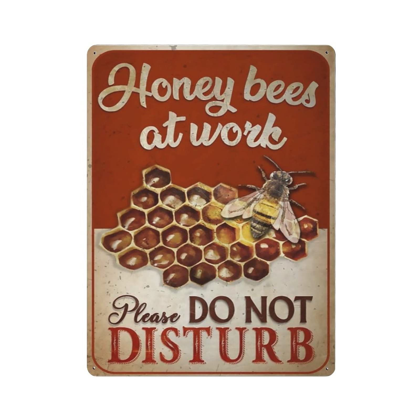AOOEDM Honey Bees At Work Vintage Metal Tin Sign for Home Coffee Shop Office Wall Art Metal Poster Garage Decor Man Cave Sign Inspirational Quote Wall Decor