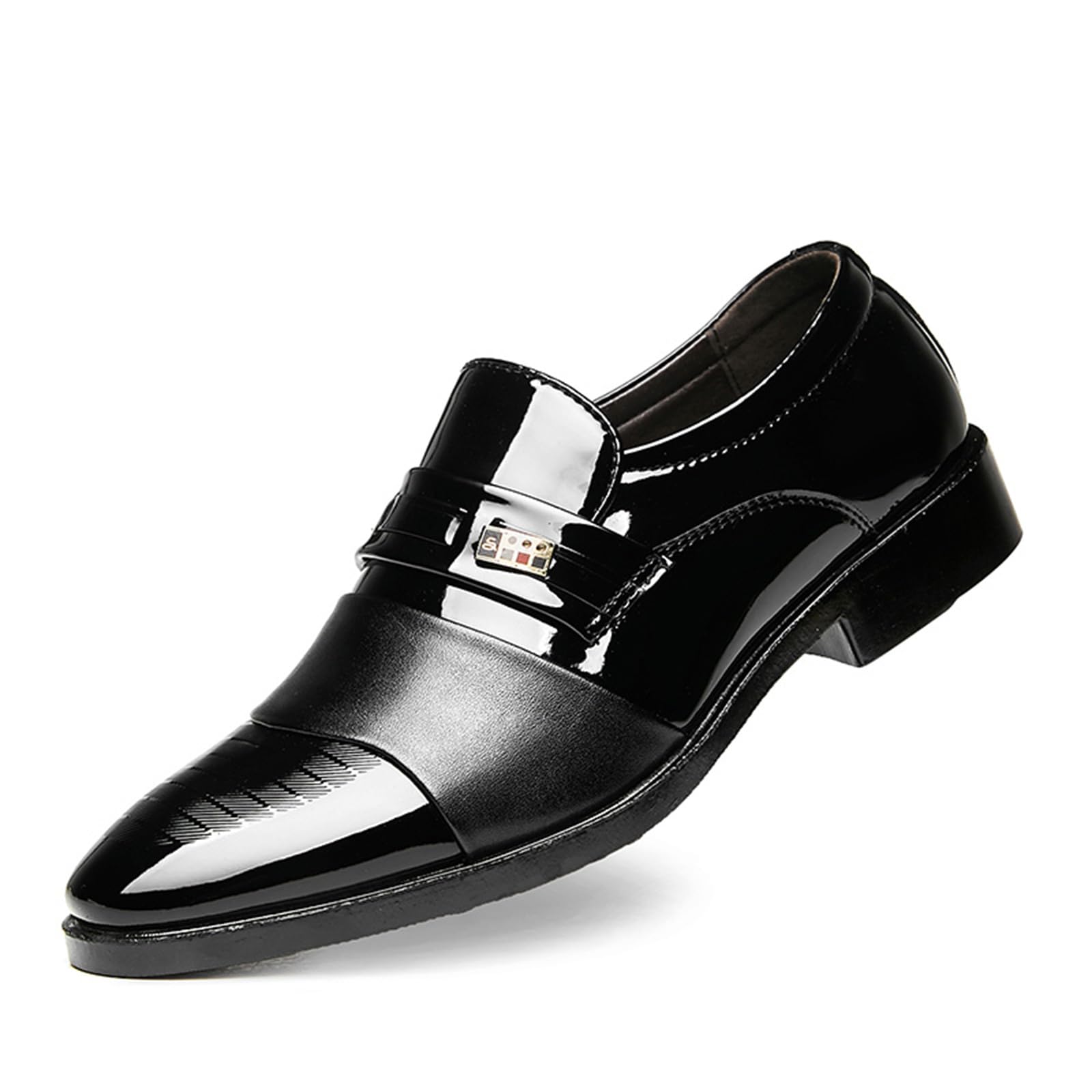 Mens Patent Leather Slip-on Dress Loafers Shoes Formal Tuxedo Shoes Work Business Office Dress Shoes