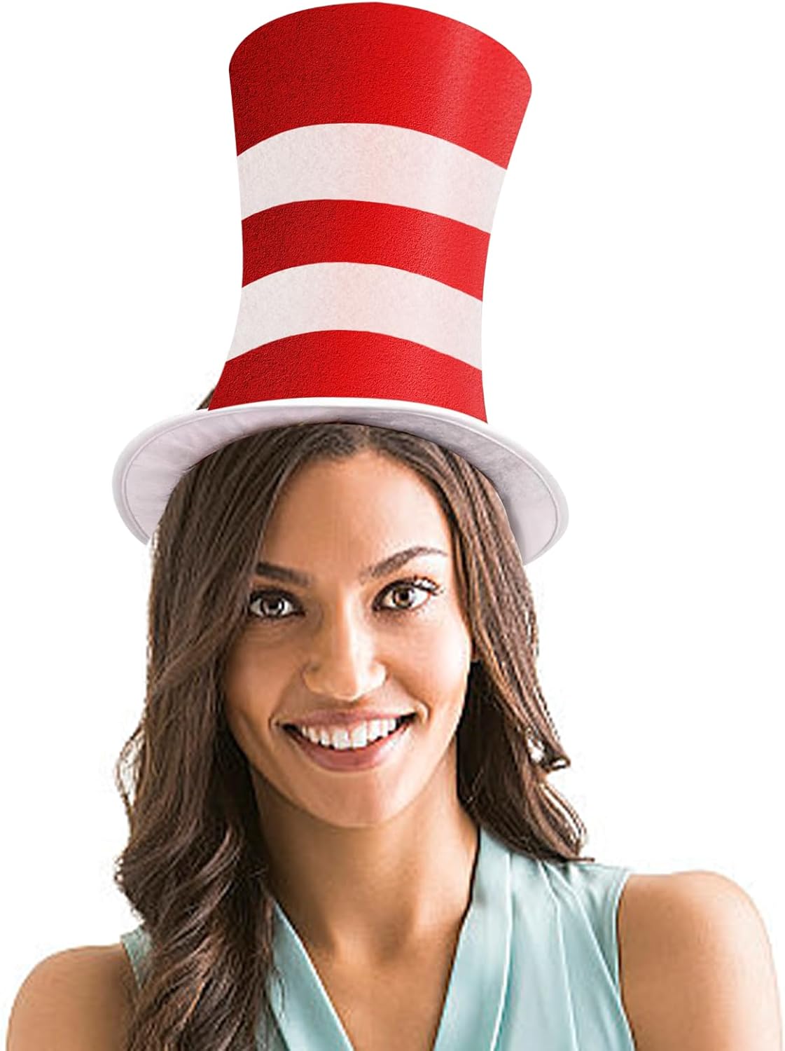Red and White Striped Top Hat, Adult Standard Size, Cat Hat Costume Halloween Role-Play Party Accessory - Image 5