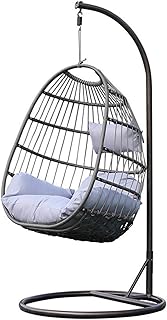 Silla De Columpio Nido Plegable Nórdico Silla Colgante Silla Interior Balcón Techo Colgando Cesta Colgante Adecuado para Columpio De Patio (Color : Black, Size : 95x190cm)