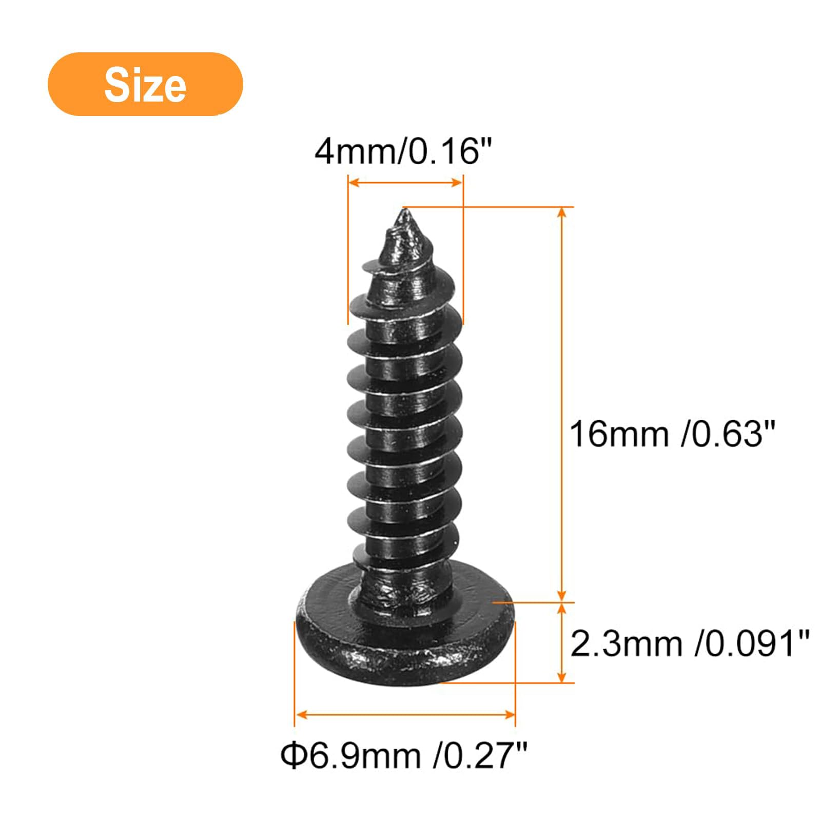 TA-VIGOR 100Pcs Self Tapping Screws, M4 Phillips Pan Head Screw, 16mm Round Head Tapping Screws - Image 2