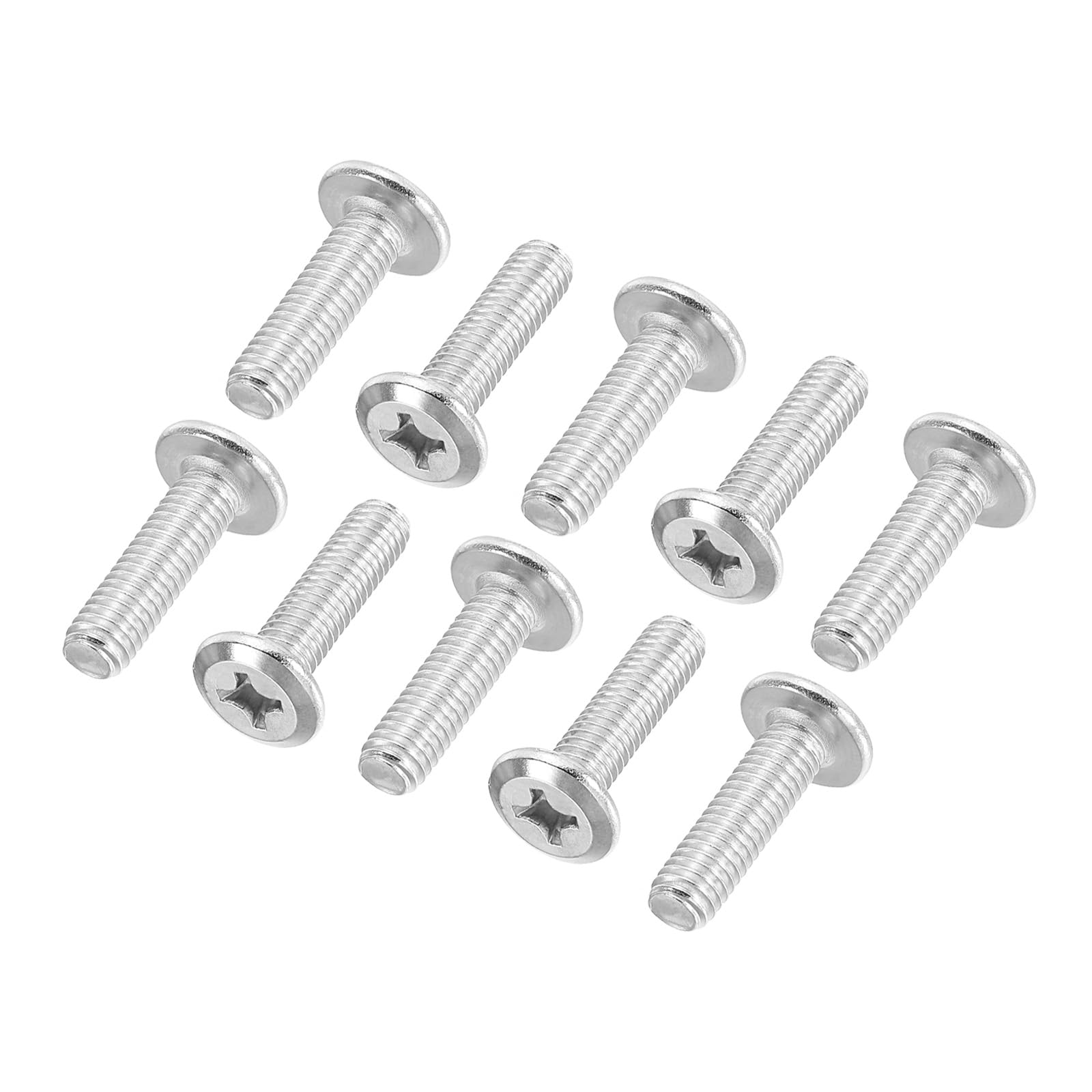 PATIKIL Flat Round Head Phillips Screws, 16 Pack M6-1 x 20mm Binding Screws 304 Stainless Steel 18-8 Full Thread