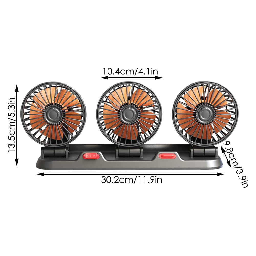 Elektryczny trójgłowicowy elektryczny cyrkulator powietrza chłodzącego, automatyczny 360°, przenośny wentylator chłodzący do sedana, SUV/RV/łodzi/ciężarówki
