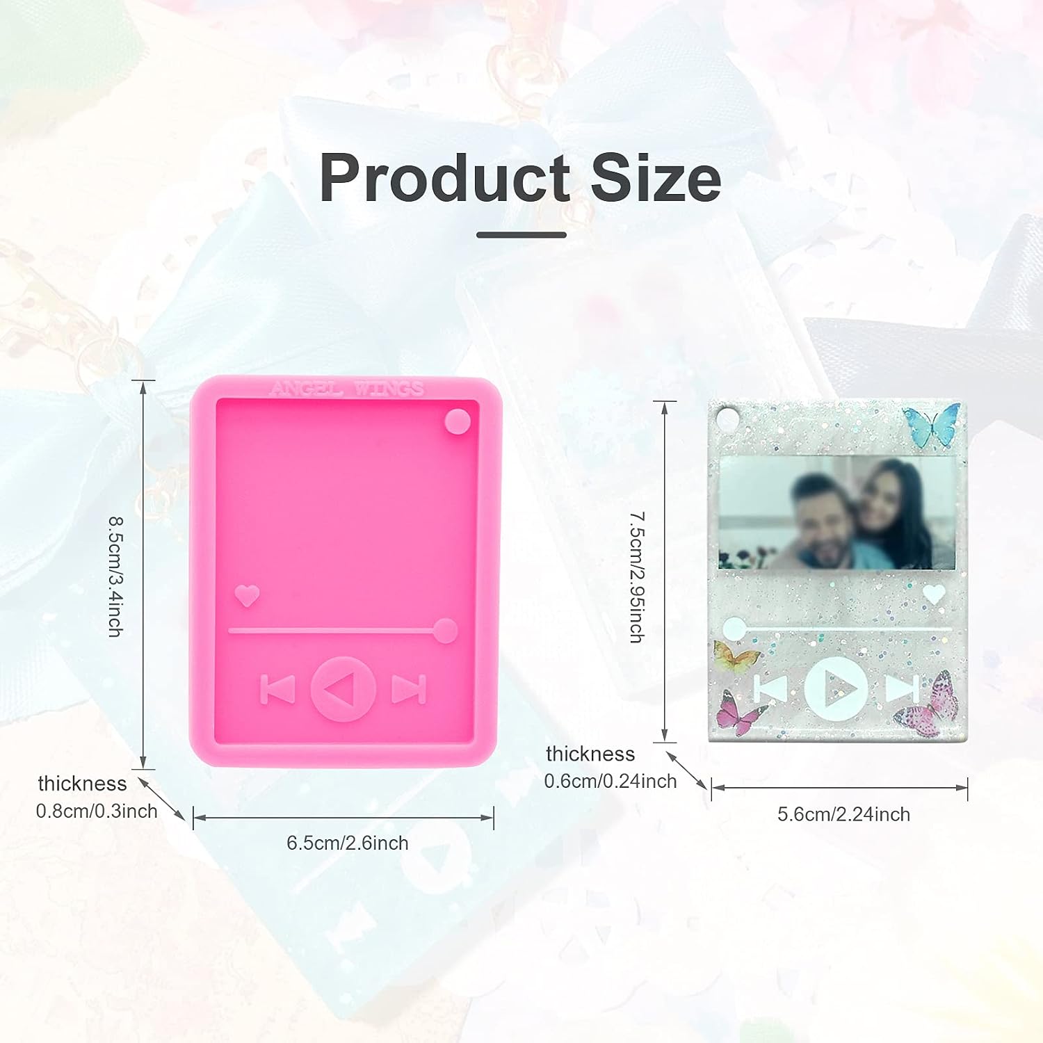 Shiny Glossy Resin Media Player Mold Epoxy Craft Keychain Silicone Moulds Polymer Clay DIY Jewelry Making Silicone Molds