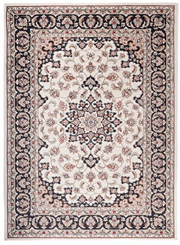 Carpeto Orientteppich Teppich Dunkelbeige 160 x 220 cm Medaillon Klassisch Muster - Wohnzimmer Schlafzimmer Esszimmer