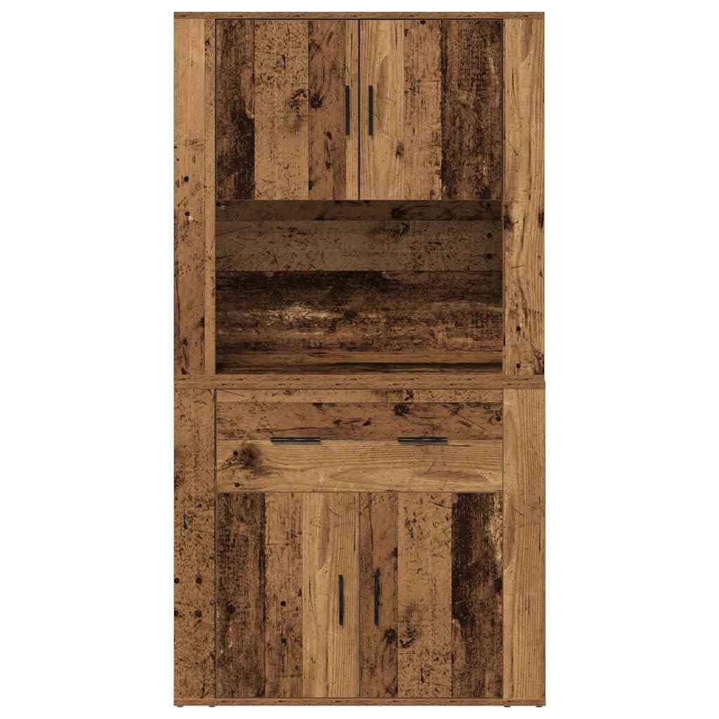 vidaXL Haut de Buffet Bois Ancien 80 x 33 x 150 cm Bois d'ingénierie, Rangement pour Salle à Manger, Meuble Moderne rectangulaire, Bois d'ingénierie, Buffet Pratique avec Grands Compartiments