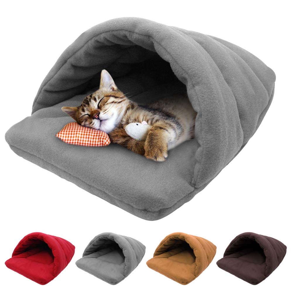 SOCHII Cama cálida de invierno para cachorros y gatos, pantuflas estilo perro, gatito, nido, perrera, suave, sofá, saco de dormir, cojín para perros, gatos, gris, XL, 65 x 53 cm
