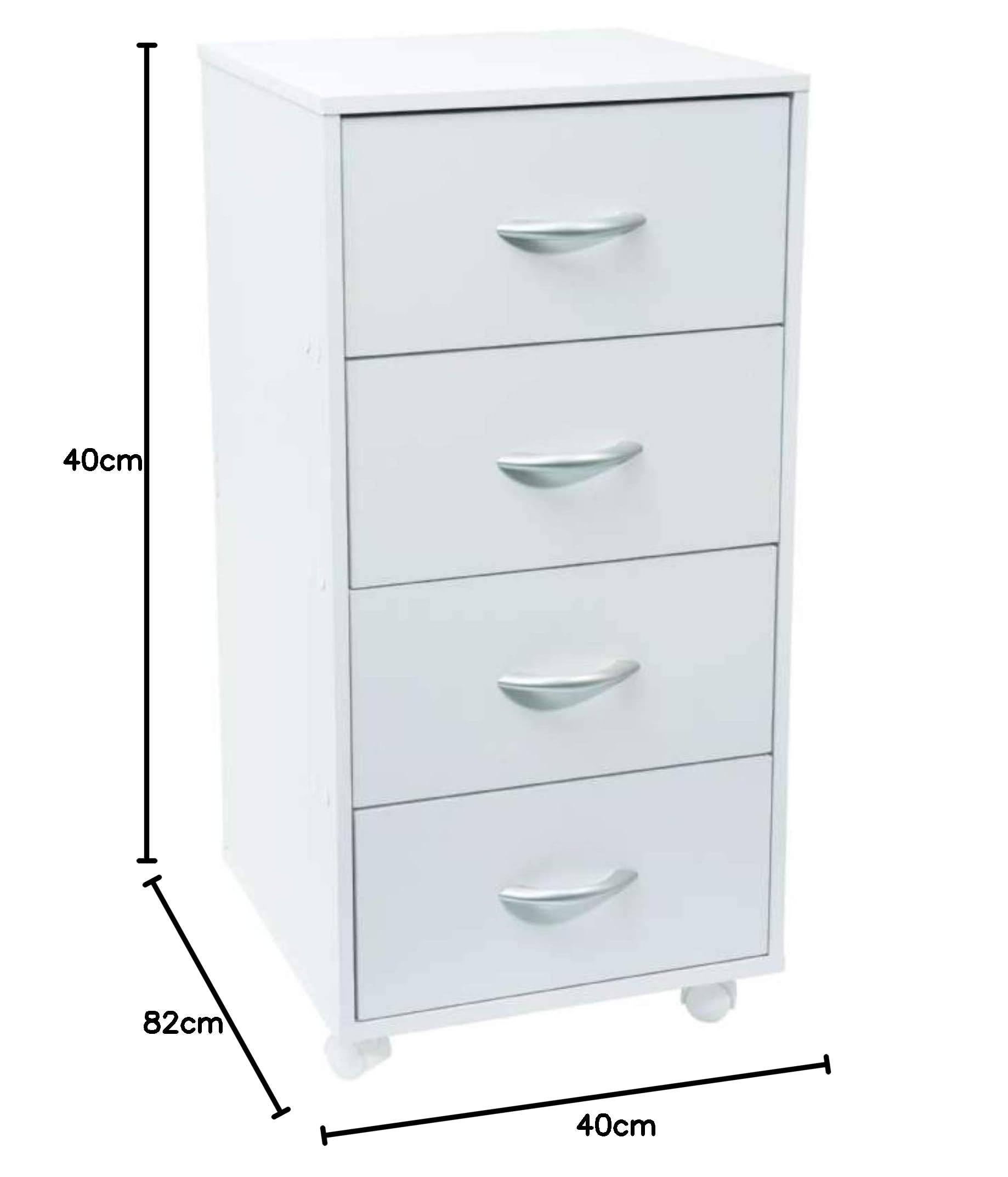 WERKA PRO Meuble Blanc 4 tiroirs sur roulettes