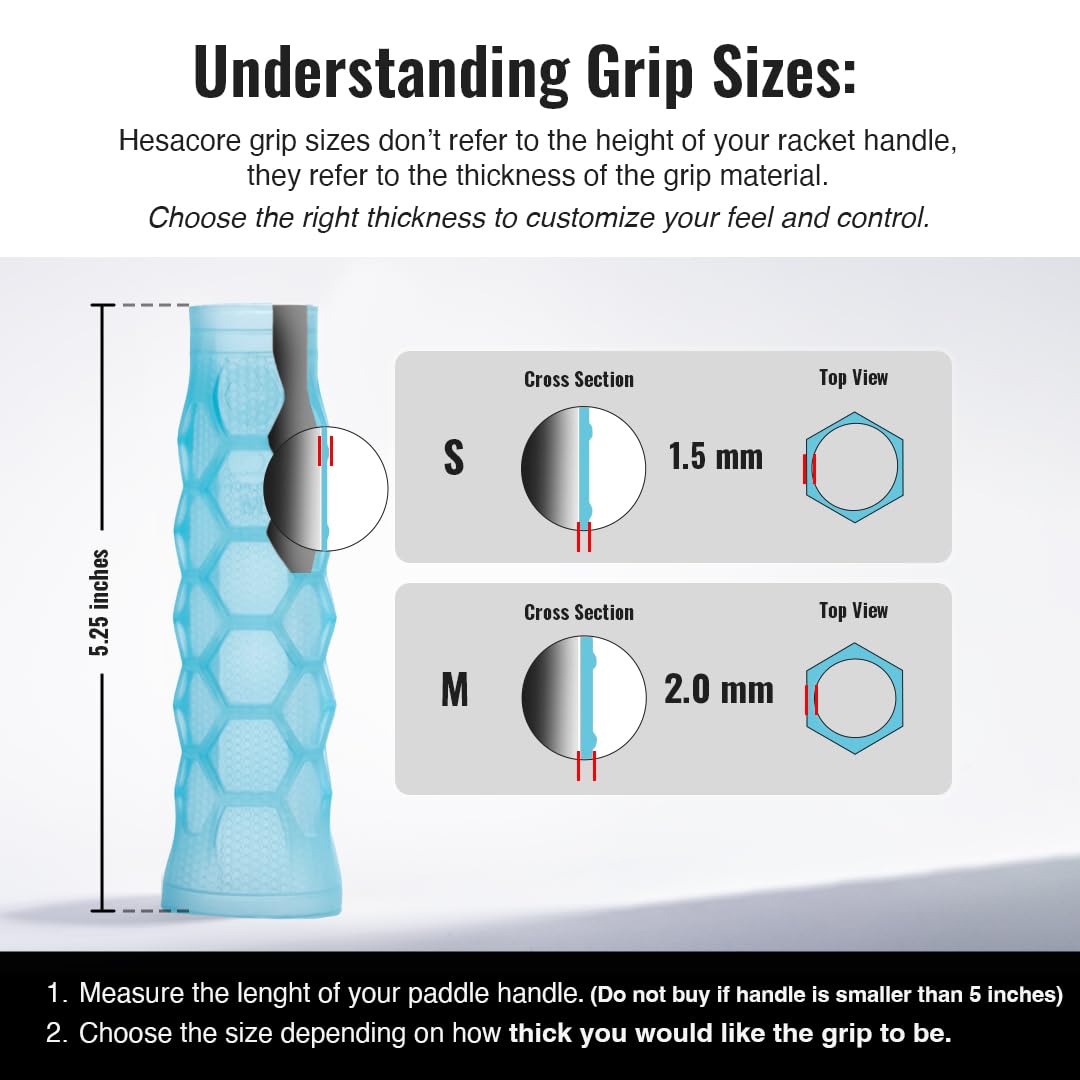 Hesacore Poignée en gel pour raquette de pickleball – 13,2 cm – Confortable pour le tennis coude, force de préhension accrue, moins de vibrations, soutien des doigts, aide les mains moites - 2