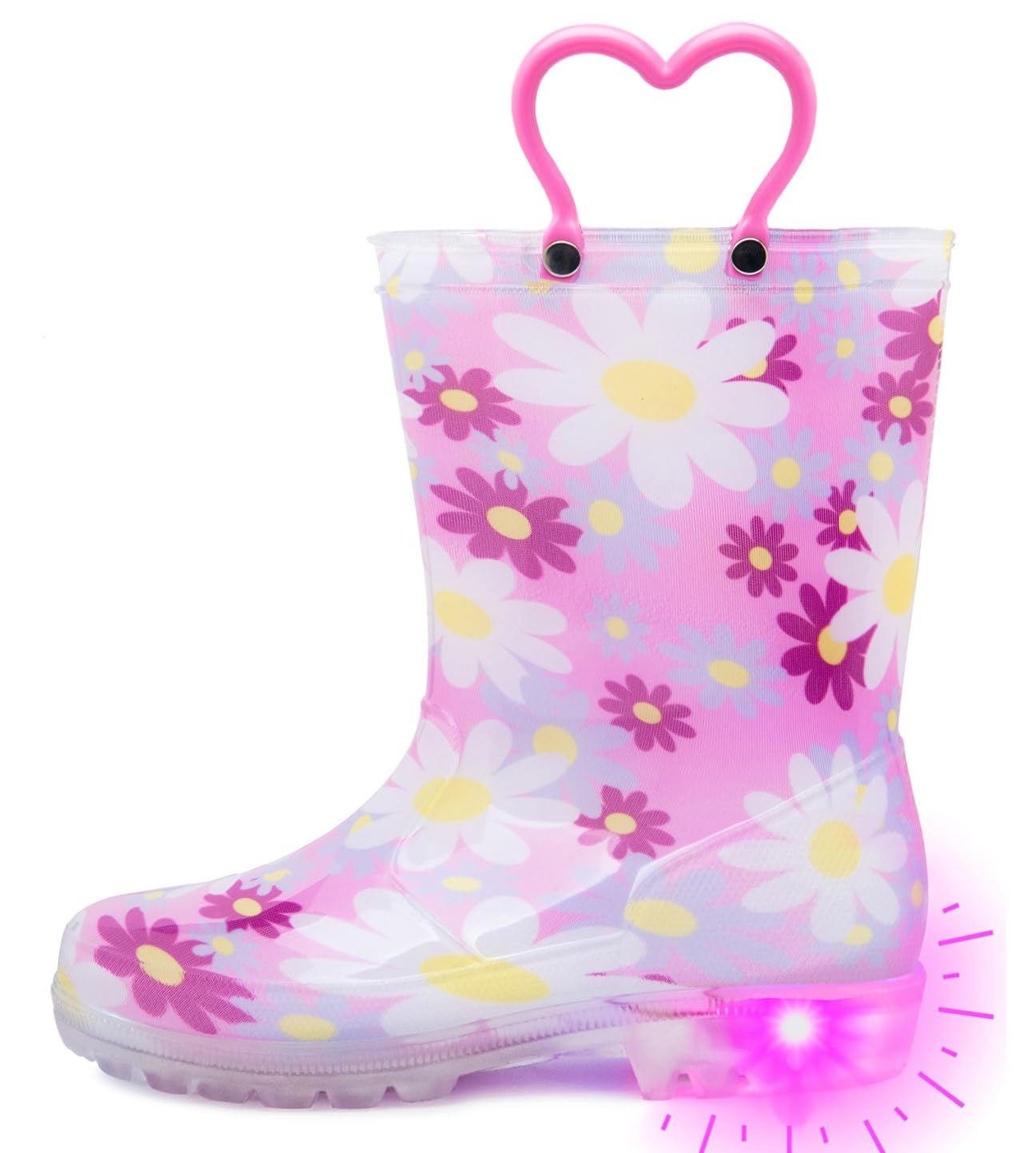 OuteeToddler Kids Adorable Lightwight Waterproof Rain Boots Light Up by Steps