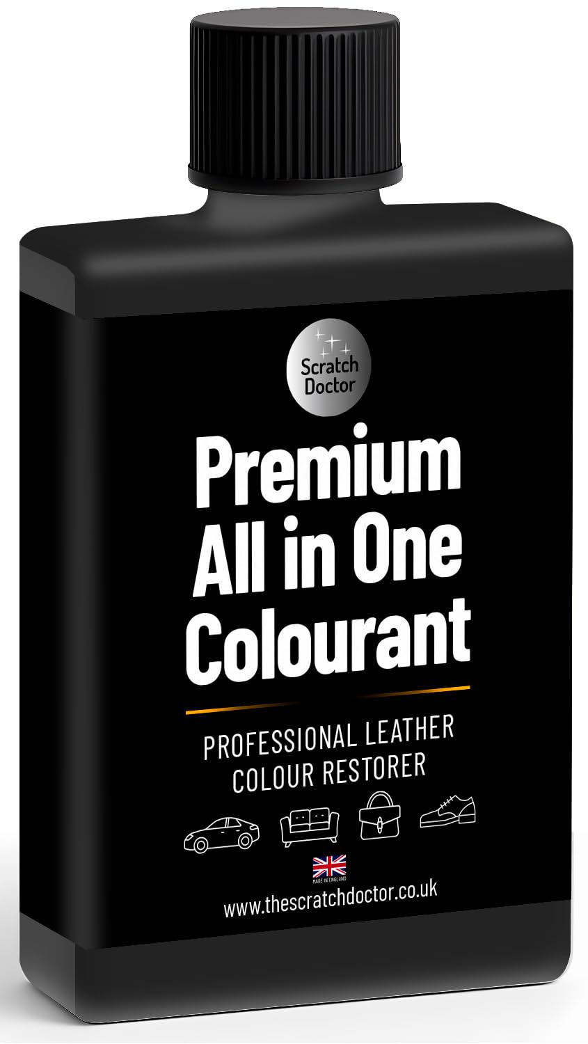 Scratch Doctor All in One Leather Colourant Self Seal Leather Dye Repair Paint for Furniture, Sofas, Car Seats (Black, 100ml)