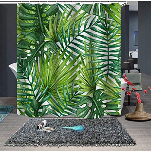 Famibay Mould Proof Fabric Shower Curtain for Bath Waterproof Bathroom Curtain with Hooks (3D-Rainforest) - Image 3