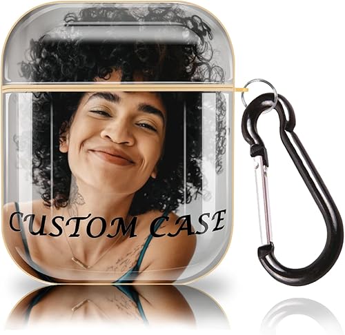 Funda personalizada para AirPod 1 y 2, funda personalizada para AirPod con tu fototexto, funda rígida de policarbonato con cadena, regalo