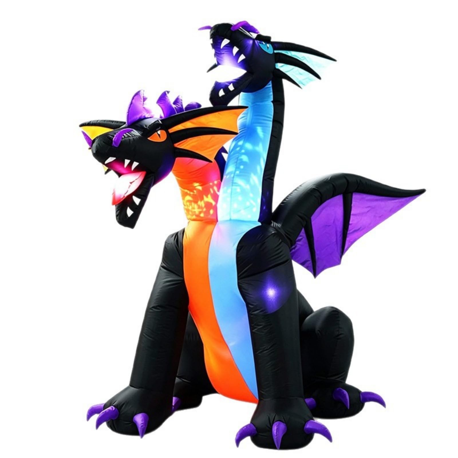Outdoor Aufblasbare Deko Drachen Figur Luftfigur Gartenmotiv LED Beleuchtung Polyester Material mit Gebläse Und Heringen für Hof Dekoration Gartenparty Halloween