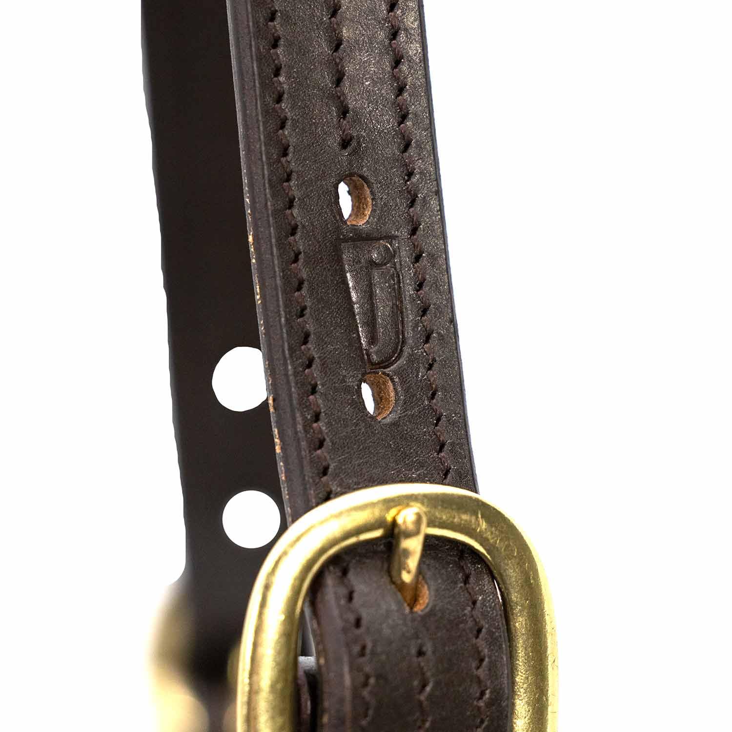 Jeffers Versailles Pferdehalfter aus Leder, dreifach genäht, mit Doppelschnalle, Krone und Hals-Druckknopf, verstellbares Premium-Leder