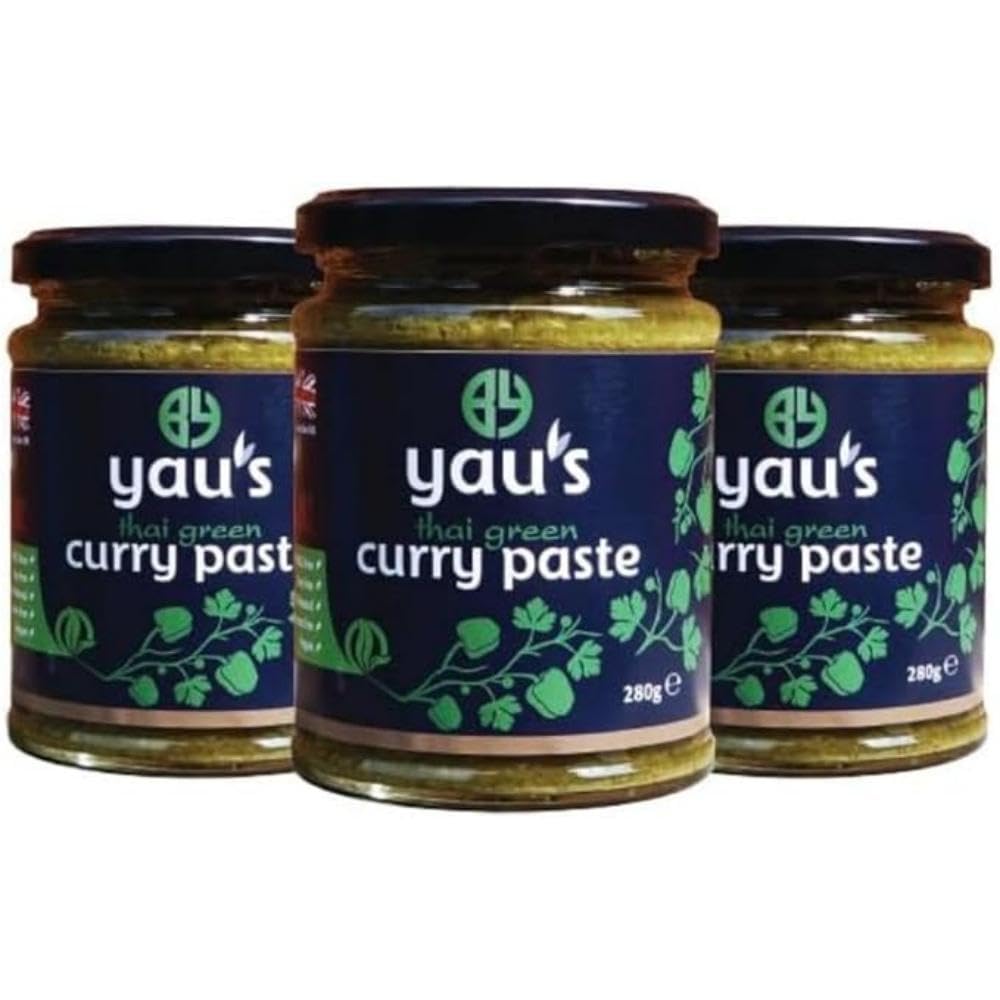 Thai Green Curry Paste, Distinctively Flavoured, and It's Great with Seafood and Vegetables. Less-Oil, Suitable for Vegan, 3 x 280g