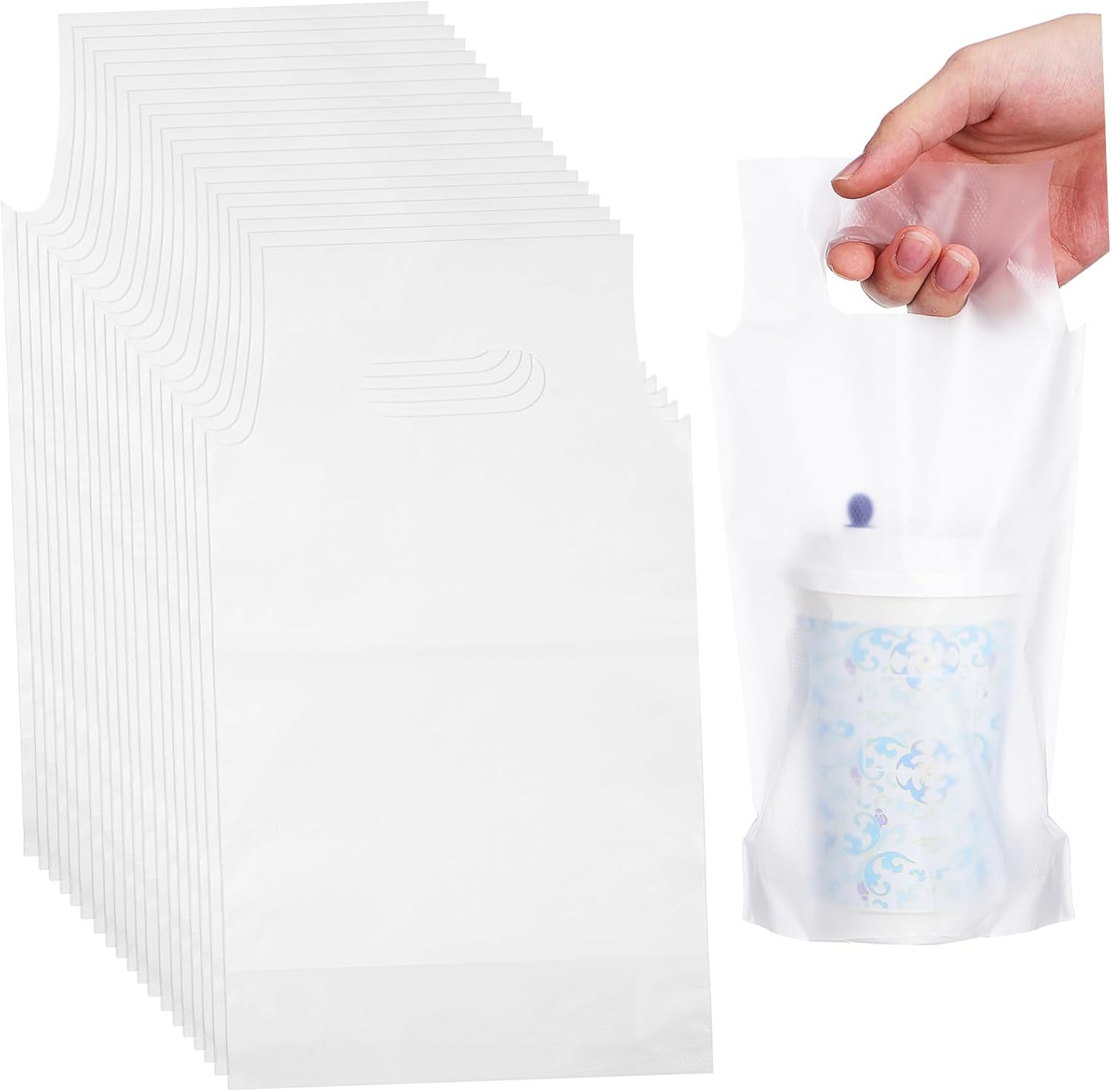 500pcs Portable Takeout Beverage Bags with Handle Convenient Drink Carriers for Coffee Tea and Juice Storage Bags for Easy Identification and Bulk Packing
