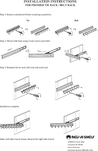Miniatura 6 de Rev-A-Shelf Sidelines CSWBRSL-14-SN-1 - Soporte giratorio de 14 pulgadas para cinturón y corbata, organizador con 7 ganchos, níquel satinado