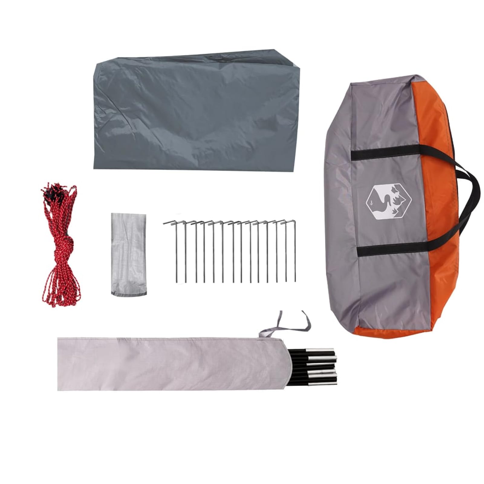 IKAYAA Toldo Camping Impermeable Lona Camping Toldo Camping con Palos Toldo Camper Toldos para Tienda Hamaca Acampada Refugio Al Aire Libre Gris y Naranja 460 x 305 x 210 cm Type-4