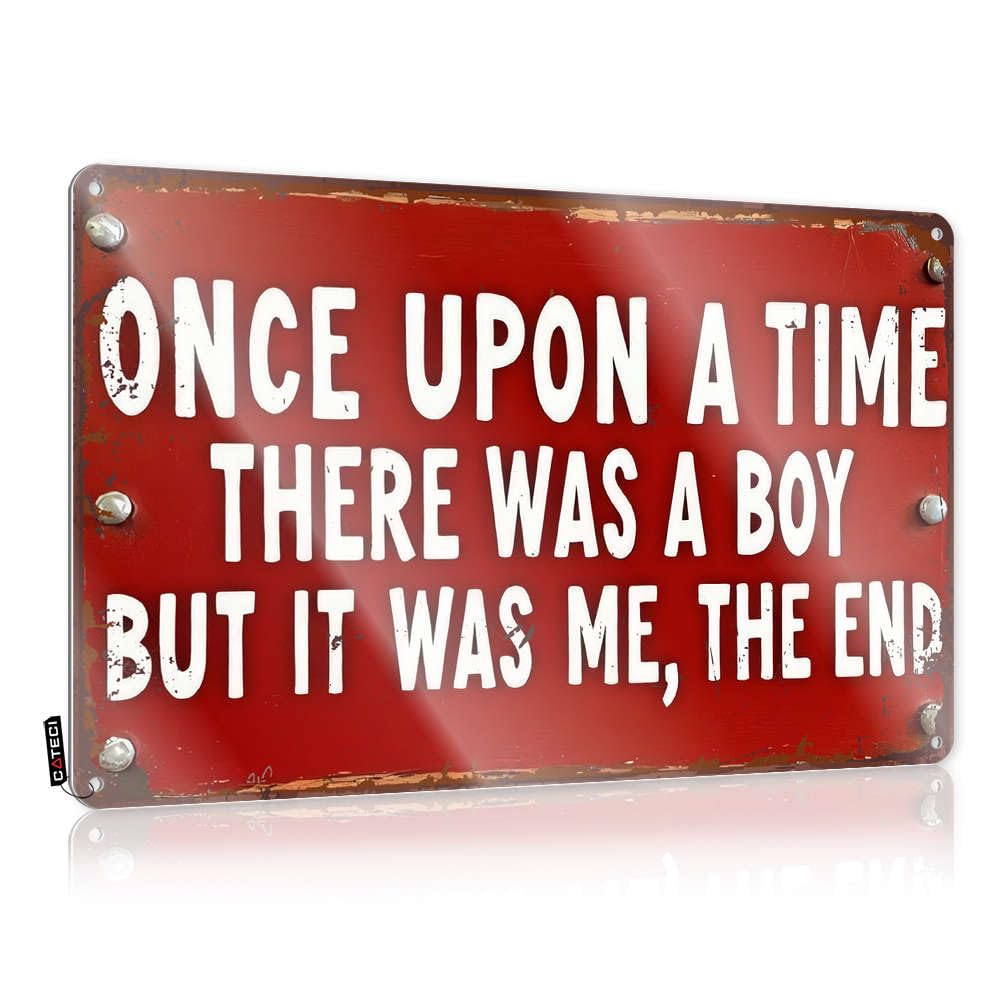 Outdoor Funny Metal Sign Once Upon A Time There Was A Boy But It Was Me Tin Sign Outdoor Bar Signs Funny Coffee Signs(20X30CM)