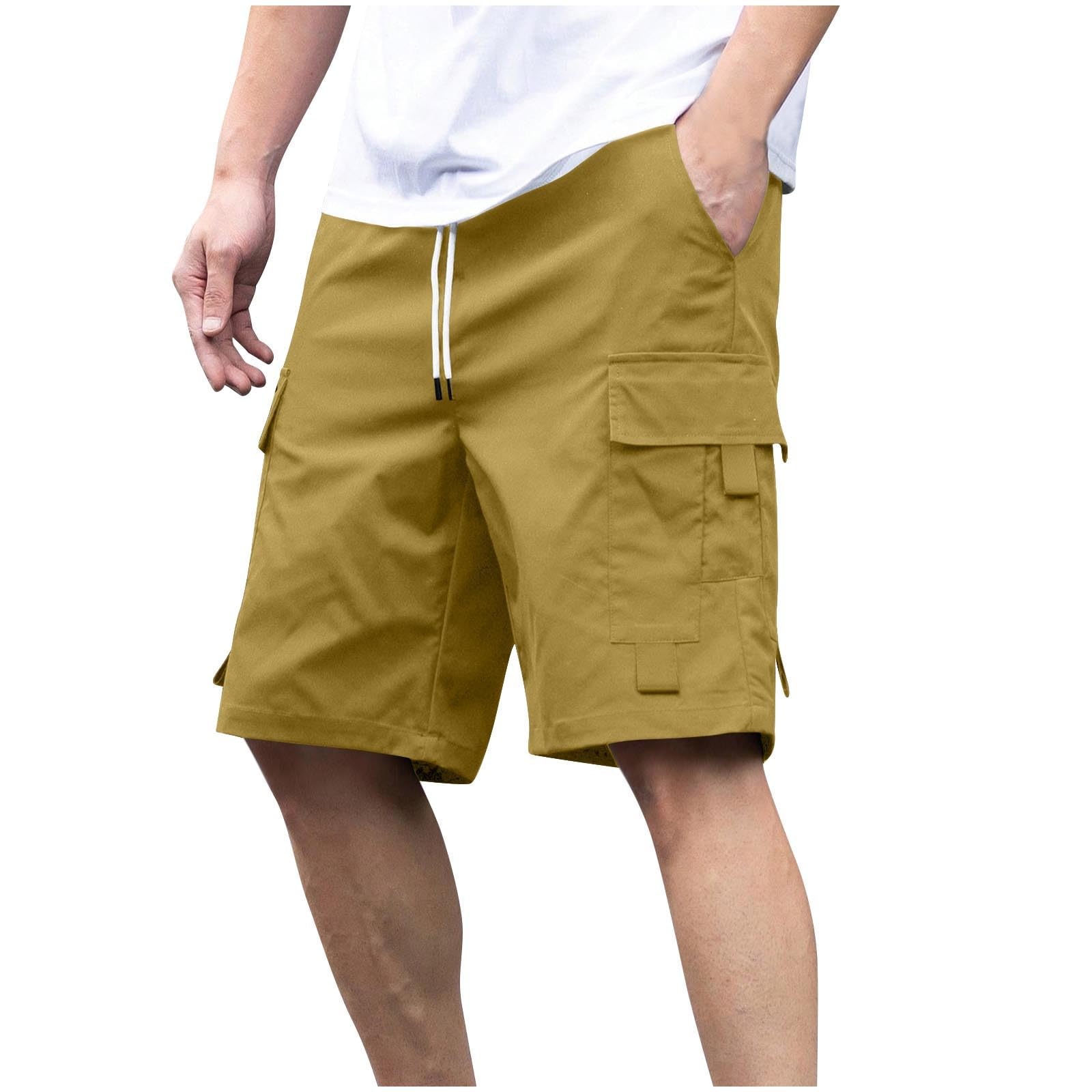 Men's Cargo Shorts Casual Lightweight Quick Dry Outdoor Hiking Short Drawstring Loose Fit Cargo Shorts Multi-Pocket