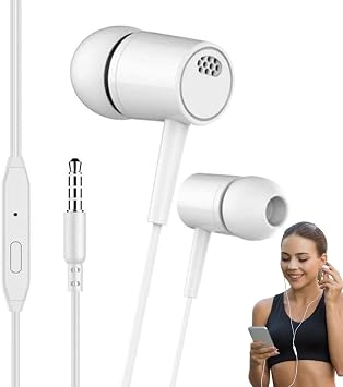 Noise Isolating Wired Earphones - Ergonomic Earphones with Strong Heavy Base, Noise Isolating Headset with Microphone, Powerful Heavy Bass Stereo Sound Earphones for PC, Computer
