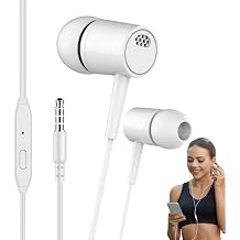 Noise Isolating Wired Earphones - Ergonomic Earphones with Strong Heavy Base, Noise Isolating Headset with Microphone, Powerful Heavy Bass Stereo Sound Earphones for PC, Computer