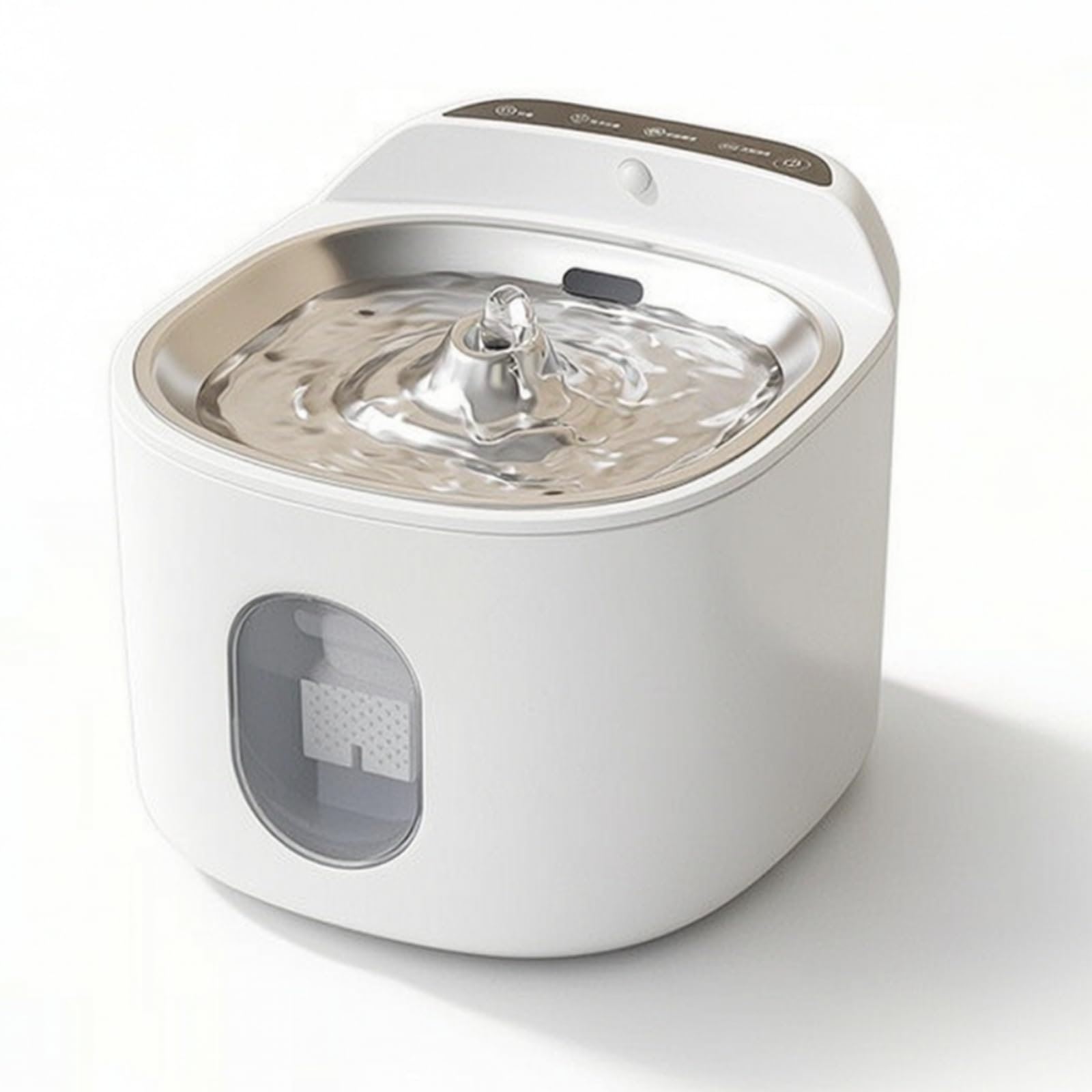 Fontana Automatica per Animali Domestici Distributore d'Acqua Abbeveratoio Serbatoio Acciaio Inox 304 Corpo Finestra, Bianco, Fontana per Animali Domestici Intelligente