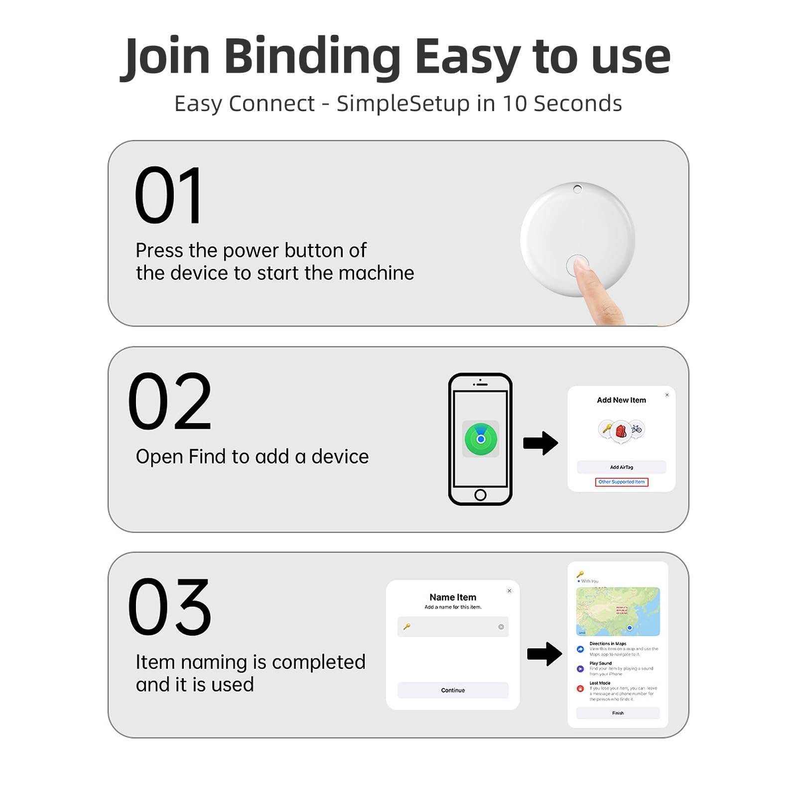 Lot de 4 mini étiquettes de suivi d'air avec application Apple Find My (iOS uniquement), localisateur d'appareils de suivi Looshall et localisateur d'articles pour bagages, clés, portefeuille, vélo
