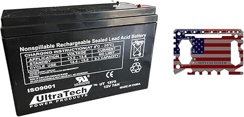 Neptune - Multiherramienta 46 en 1 con tarjeta UltraTech UT1270 UT-1272 12V 7 Ah sellada de plomo ácido batería UT-1270 (1 batería + 1 herramienta)