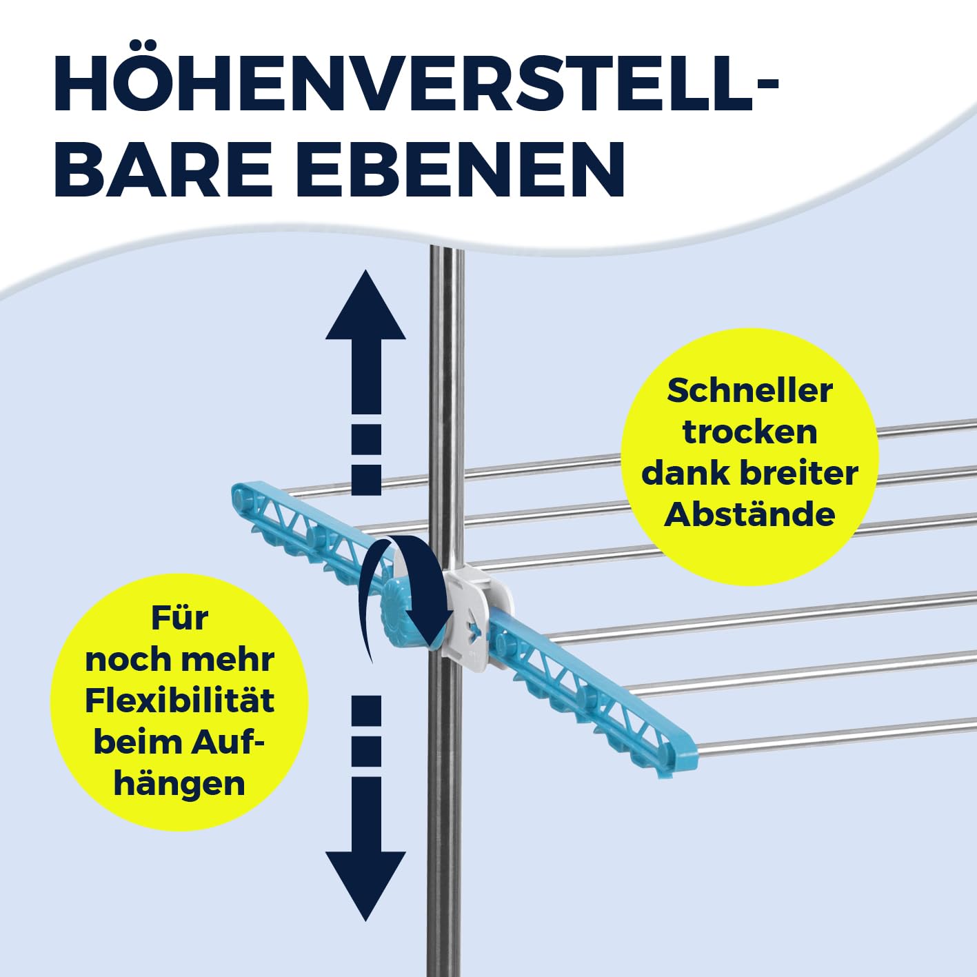 EASYmaxx Elektro-Wäscheständer 900 | elektrischer Wäscheständer mit Rollen, 9m Trockenlänge & 2 Etagen | Turmwäscheständer mit Seitenflügeln & Luftstrom-Technologie | 138x65x148 cm