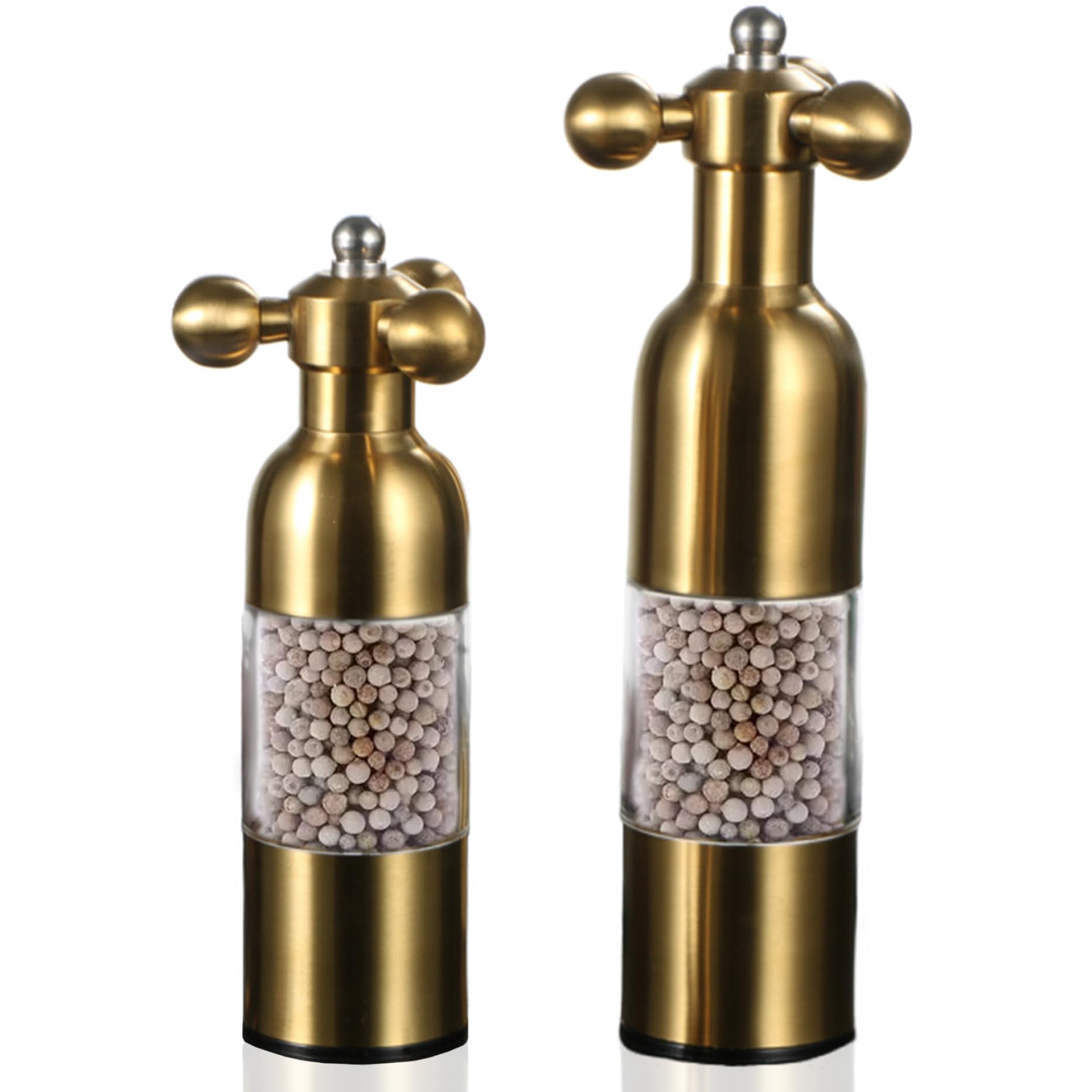 2 Piezas de Mando de Sal y Pimienta Ajustable - Molino Manual con grosería Personalizable, fácil de Usar para cocinas, restaurantes
