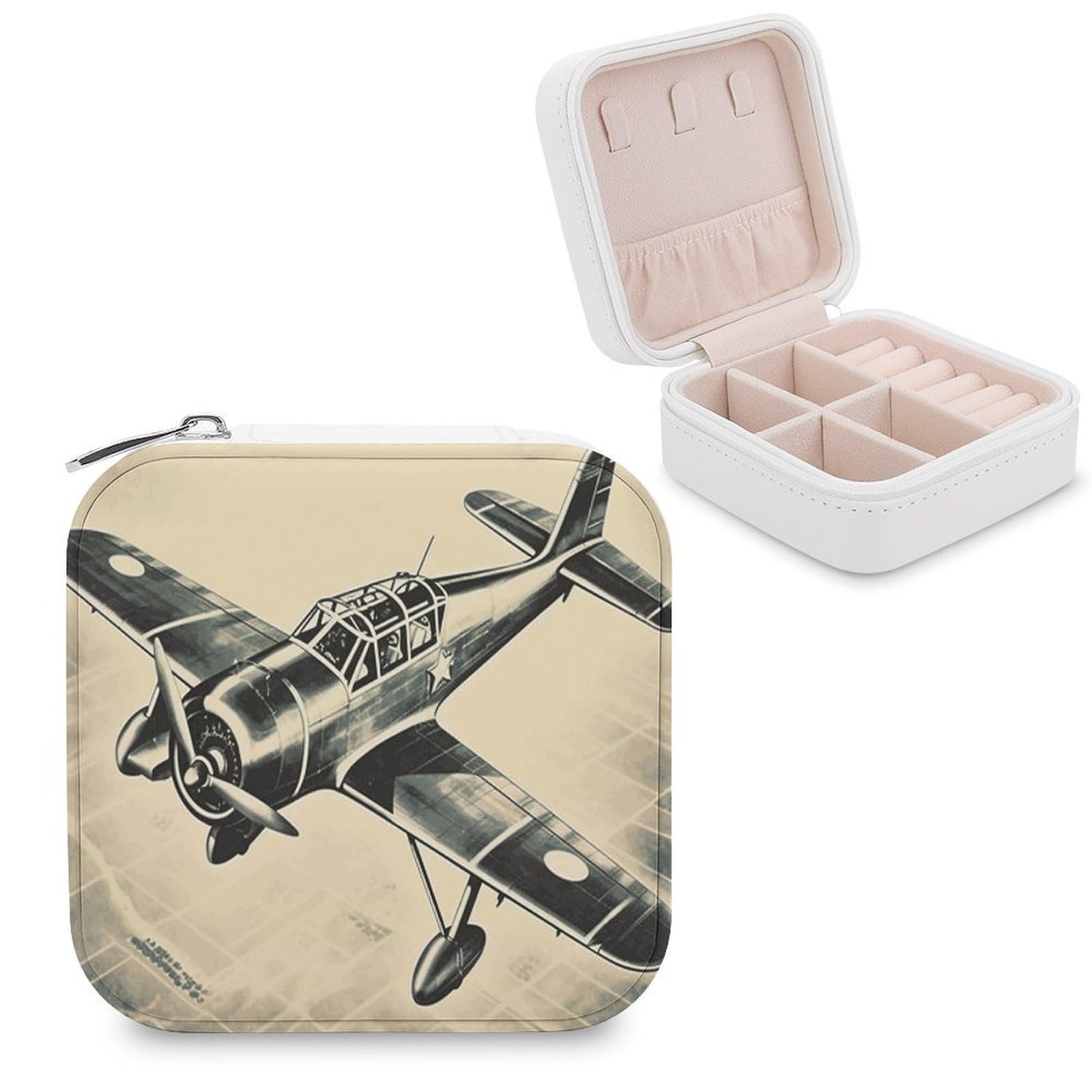 VstaDank Retro Airplane Jewelry Box Beautiful Portable Ring Boxes Cute Large-Capacity Jewelry Case Jewelry Organizer for Mothers Gifts for Earrings Rings Hand Bracelet