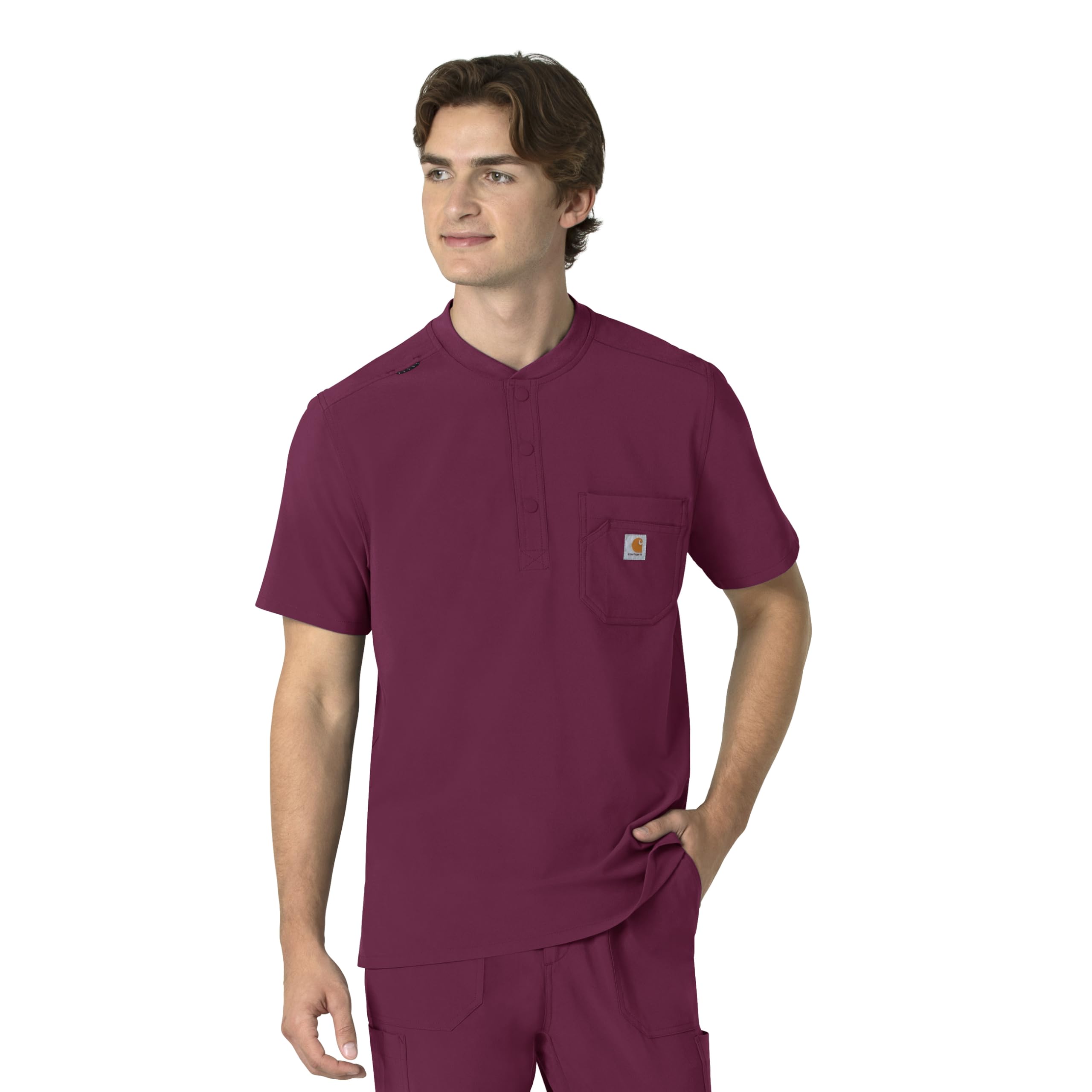 Carhartt Scrubs for Men Force Cross-Flex Henley Tops with 3 Pockets