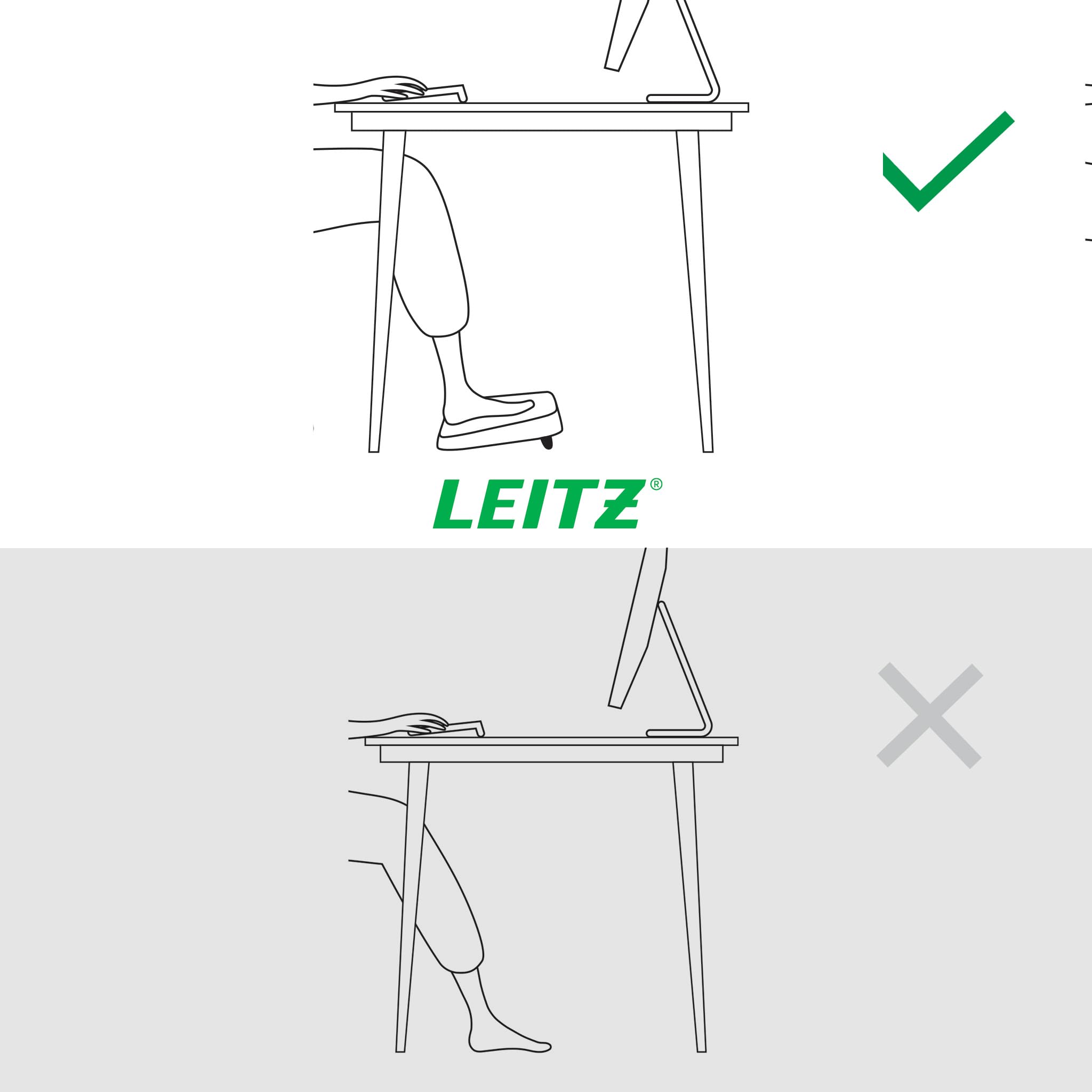 Leitz 65460089 - Reposapiés Ajustable Ergo, Tres Alturas Ajustables, 80% Plástico Reciclado Postconsumo y 100% Reciclable, Mejora la Postura y la Circulación Sanguínea, Gama Ergo, Gris Oscuro